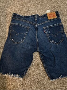 Levi's Men's Dark Blue Cutoff Denim Shorts with Back Patch